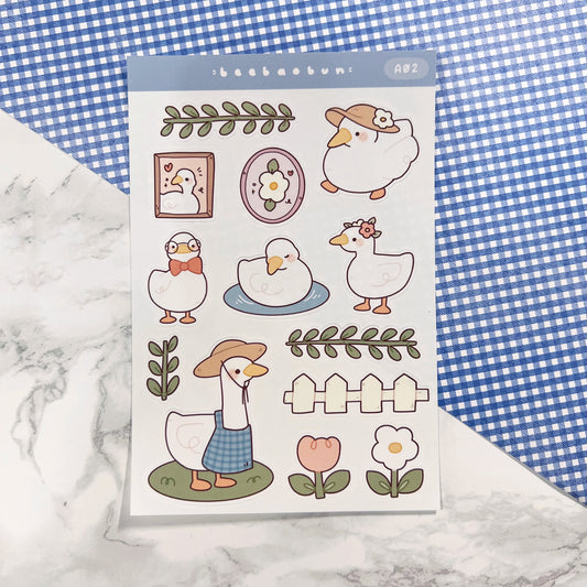 Cottagecore Duck Sticker Sheet